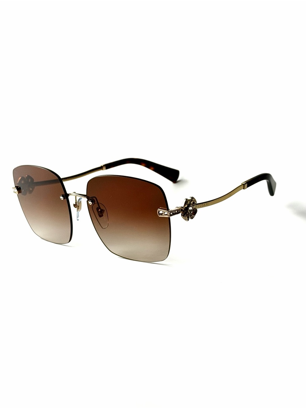 Bvlgari 6173-B 278/13 Gold Frame Brown Gradient Rimless  Sunglasses 6173 B  58mm
